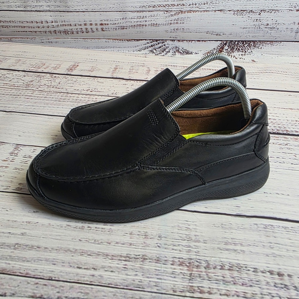 Florsheim Comfortech Mens 8M Black Leather Slip On Loafers Moc Toe Great Lakes